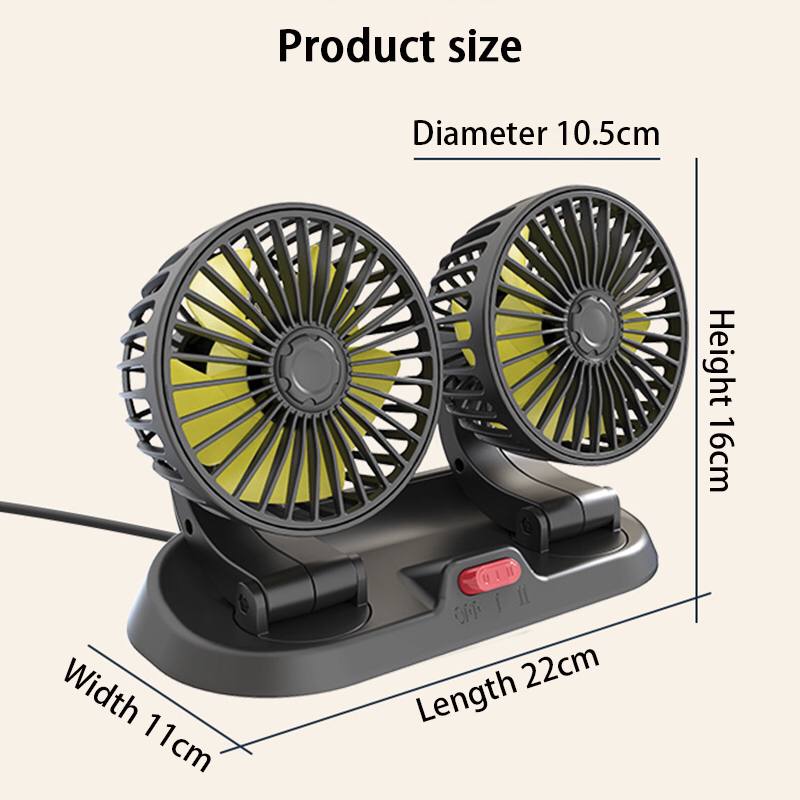 2 speed Double headed vehicle fan (Car Cigar lighter DC powered)