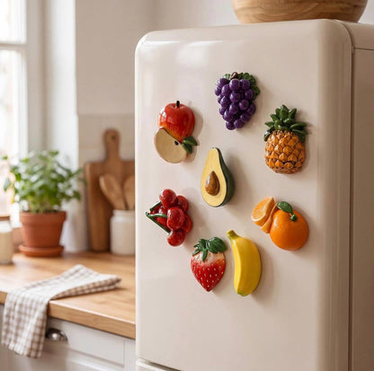 10 piece Cute Decorative and Educational Magnetic Fruit  and vegetables Fridge Stickers/ Memo Holders