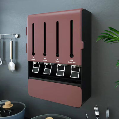 Executive multipurpose 4 way liquid dispenser  with 4 spice holders +Spoons