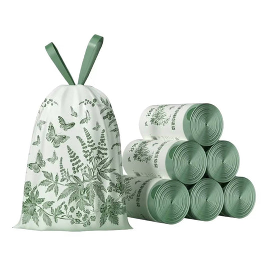 50pcs setExtra Thickened Aerial Kitchen Garbage Bags Drawstring Tie Trash Bags