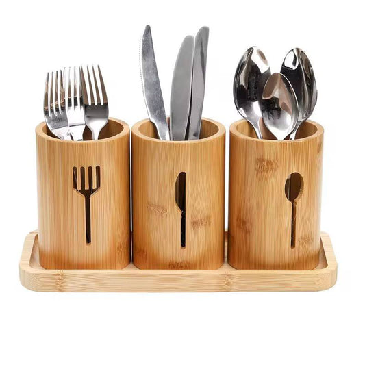 Eco-Friendly 4 in 1 Bamboo Cutlery Holder