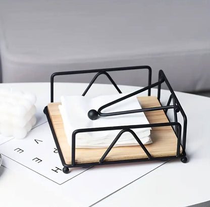 Luxury metallic serviette holder, with Bamboo place on/ napkin holder