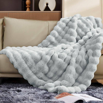 Soft Bubble Winter Throw Blanket Plain