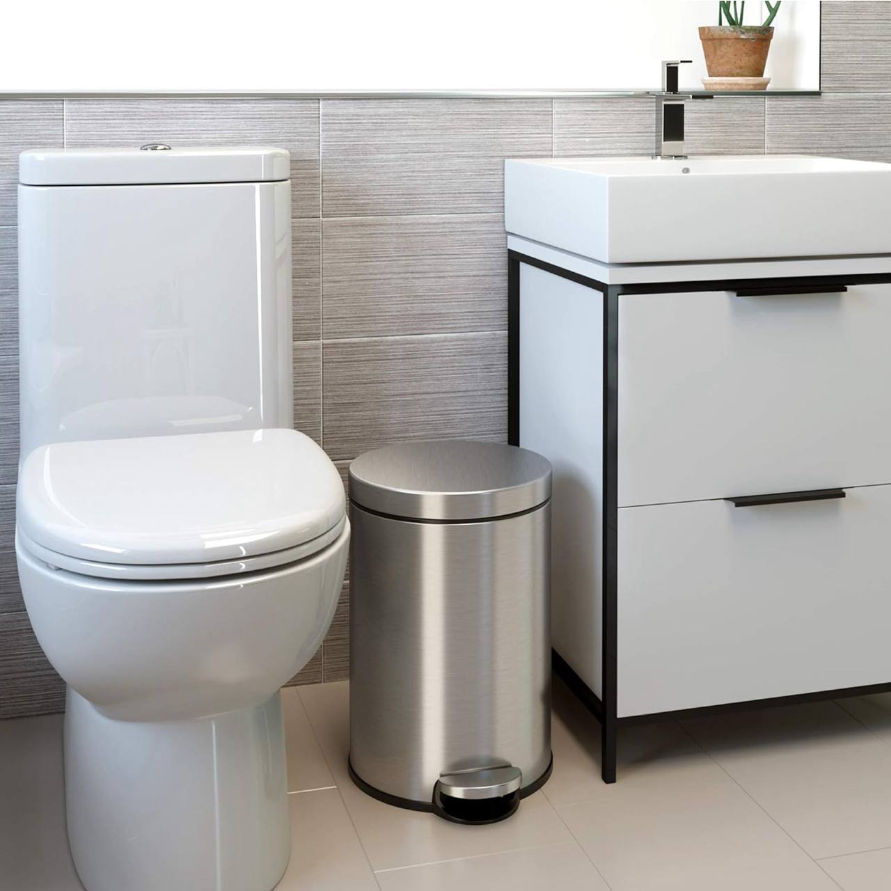 Stainless steel Pedal Dustbin with Plastic Inner Bucket