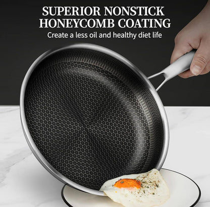 28cm Non-Stick Honeycomb Stainless Steel Frying Pan