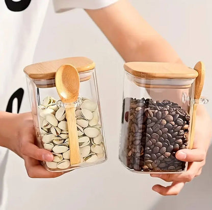 Glass  jar with Bamboo lid &