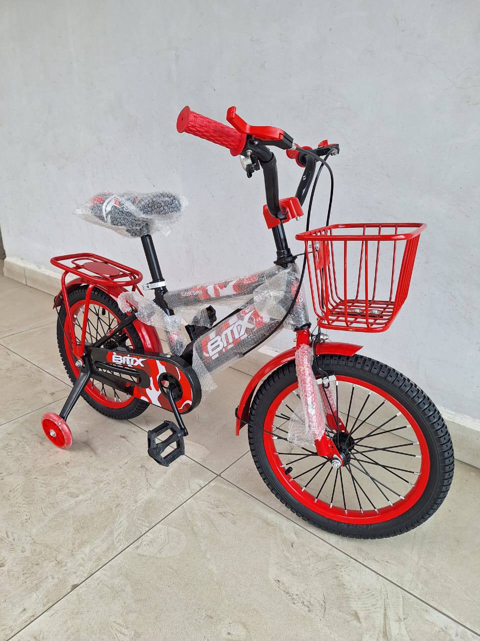 BMX kids bicycle size 16
Red, Blue and Green