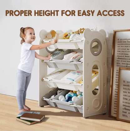 Kids Space Toy Storage Organizer with  Removable Plastic Bins