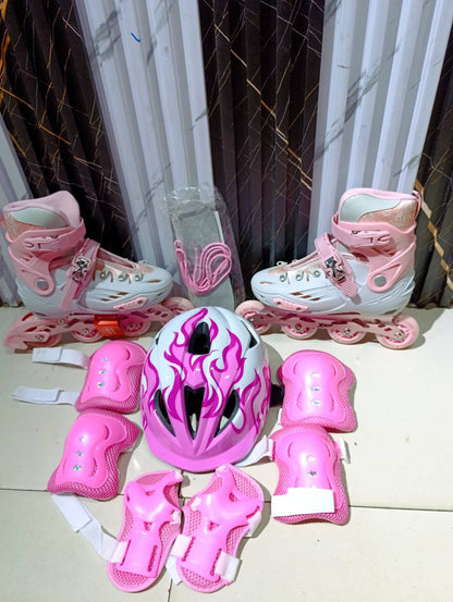 Full set hard boot  skates with rubber wheels