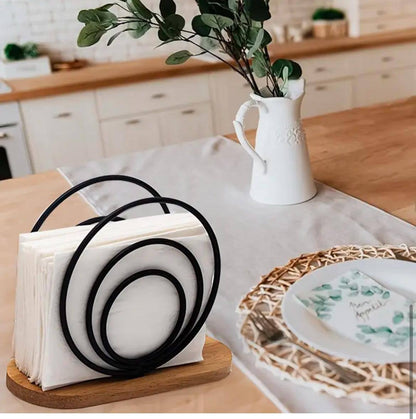 Elegant Metal Napkin Holders with Wooden Base