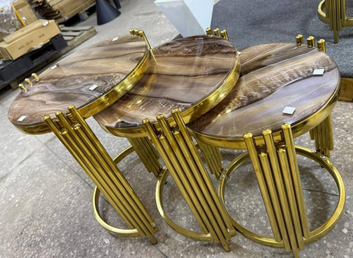 Marble top 3in 1 side stools, center tables