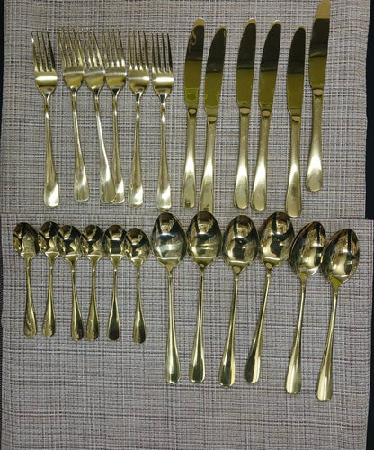 24Pcs Gold cutlery set