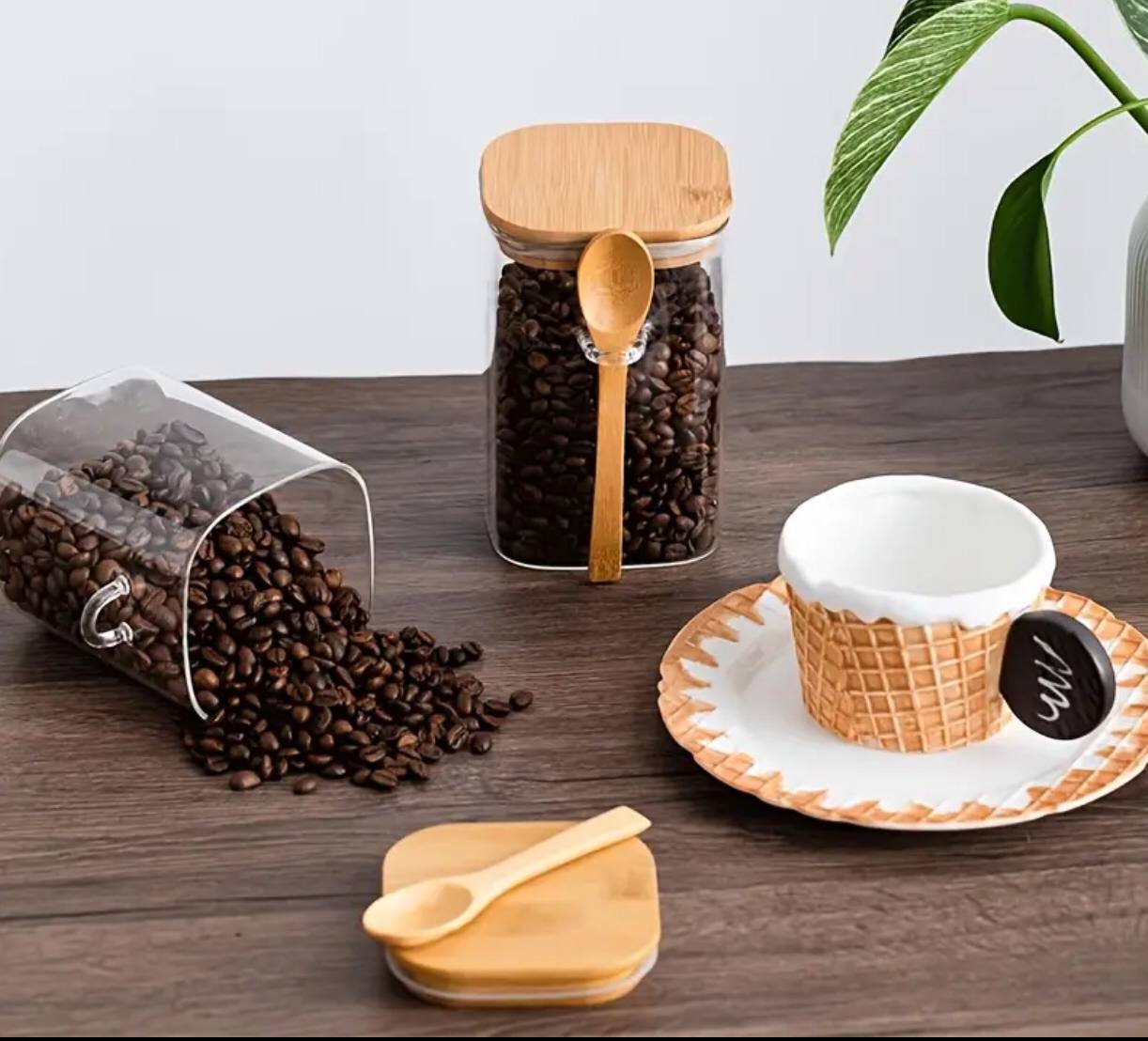Glass  jar with Bamboo lid &