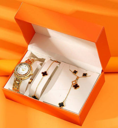 Exquisite Jewellery Gift Box for ladies Premium  Gold Quartz Watch with Bracelet Necklace and earrings