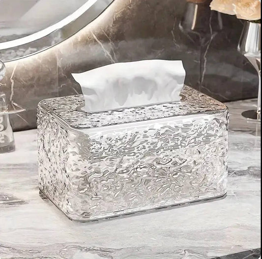 Water Ripple Tissue Box Living Room Desktop Transparent Glacier Pattern Home Coffee Table Napkin Plastic Storage Box