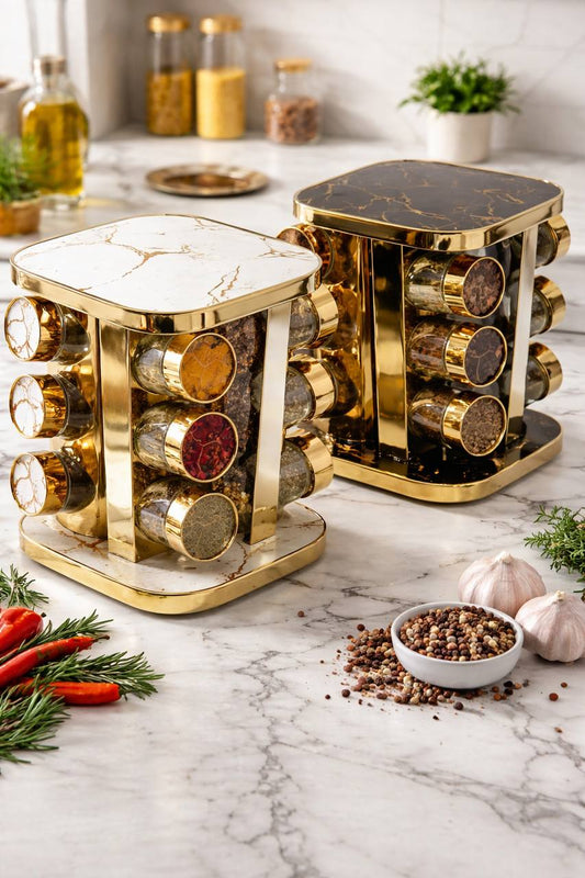 12 in 1  MARBLED ROTATING SPICE RACK