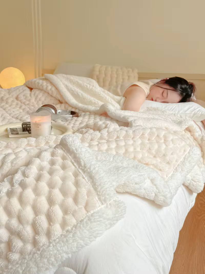 White cozy throw blanket