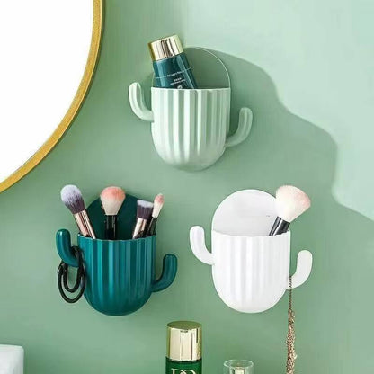 Household Wall Self-adhesive Cactus Storage Rack Kitchen Bathroom Toothbrush Storage Wall Mount Holder