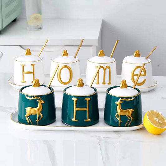 Luxurious sugar/spice dish set