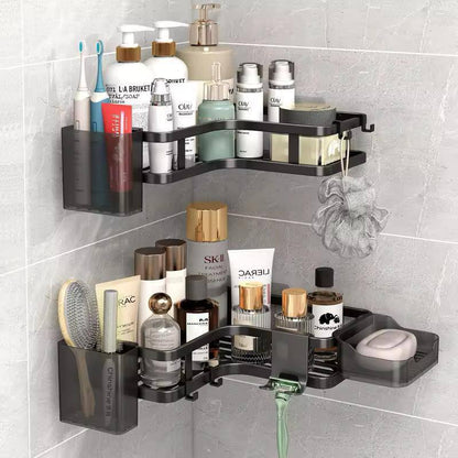 2 pc corner carbon steel  shower caddy with soap holder and toothbrush holder