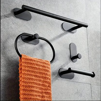 4pcs New design stainless steel bathroom organizer self adhesive wall hanger bath accessories set