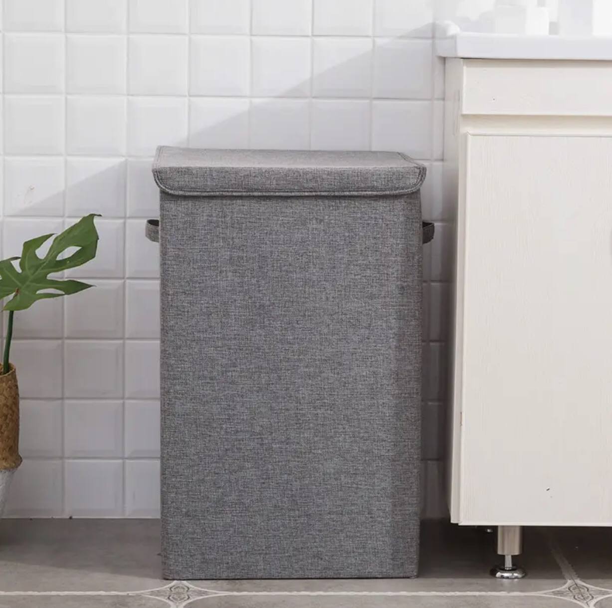 Cotton laundry basket with cover