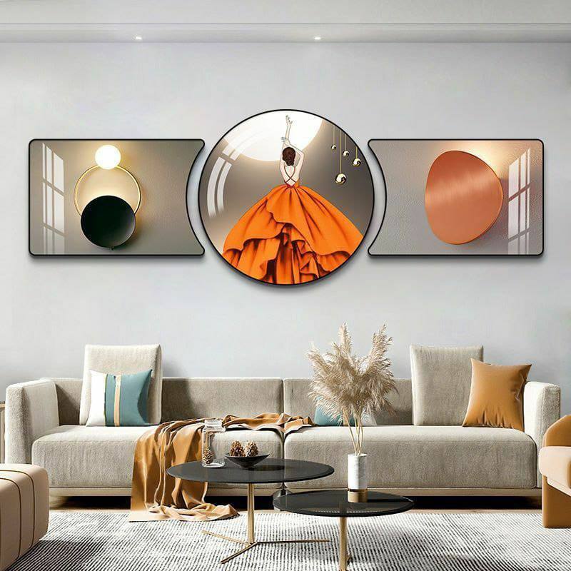 3pcs Crystal porcelain decorative painting