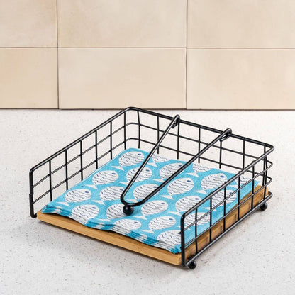 Luxury metallic serviette holder, with Bamboo place on/ napkin holder