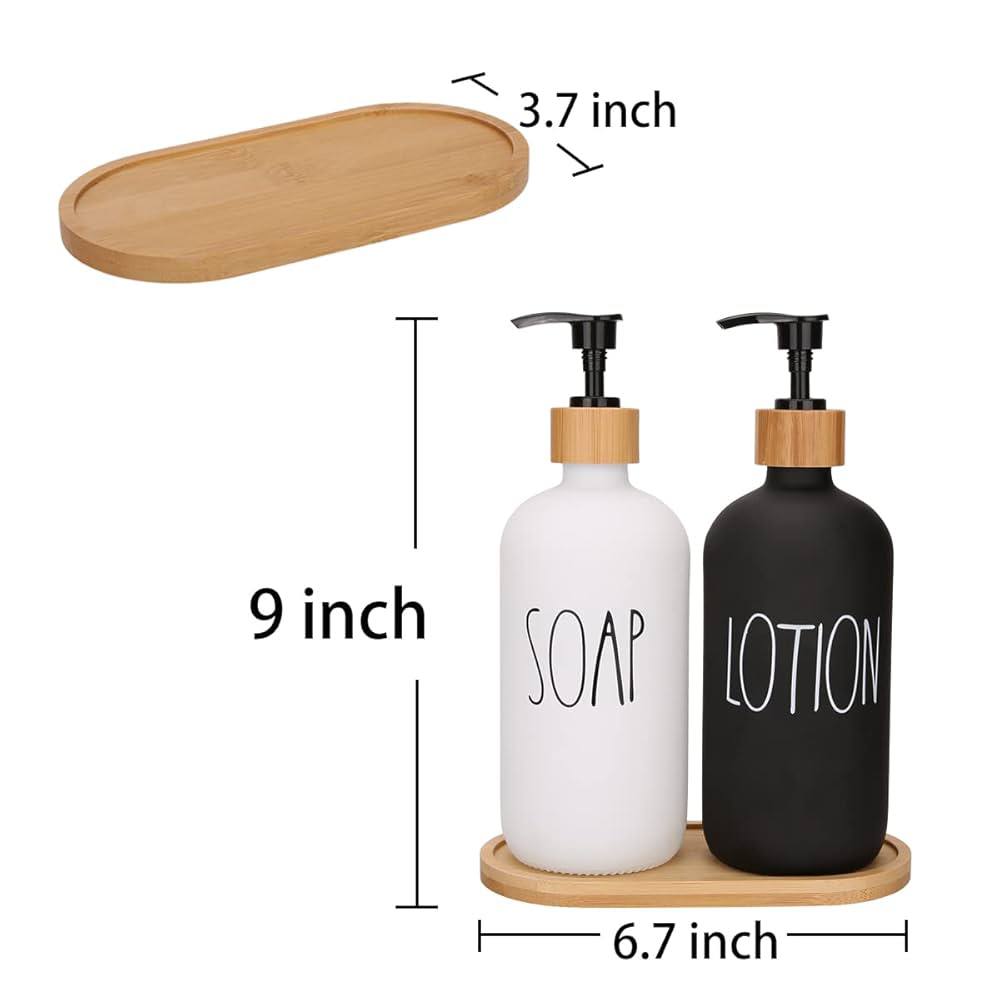 3in1 HANDS - DISHES, SOAP - LOTION branded  and unbranded Refillable ceramic s bottle with bamboo base
