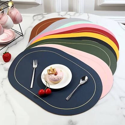 NORDIC DOUBLE SIDED 6PCS LEATHER ANTI-SLIP TABLE MATS