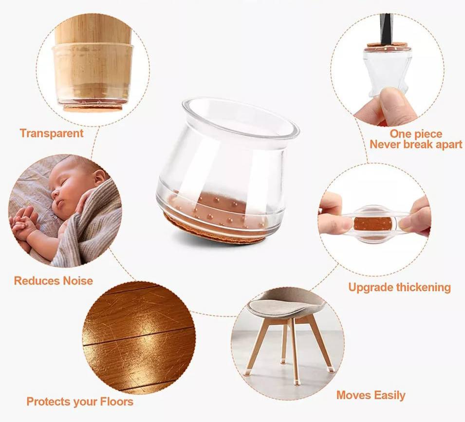 High Transparency Anti-slip Silicon Furniture Leg Protection Cover , Feet Pad Floor Protector