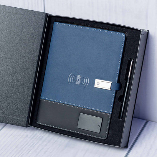 Advanced Smart A5 Notebook Portfolio, With Pendrive, Wireless Charging and Power Bank