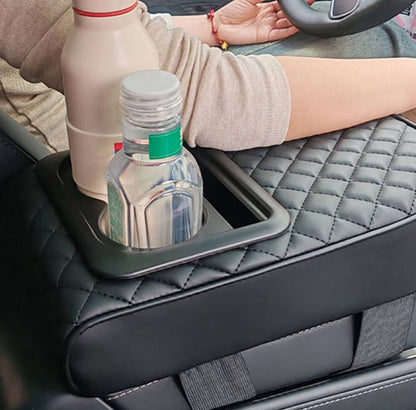 Auto center console armrest cushion with 2 cups holder