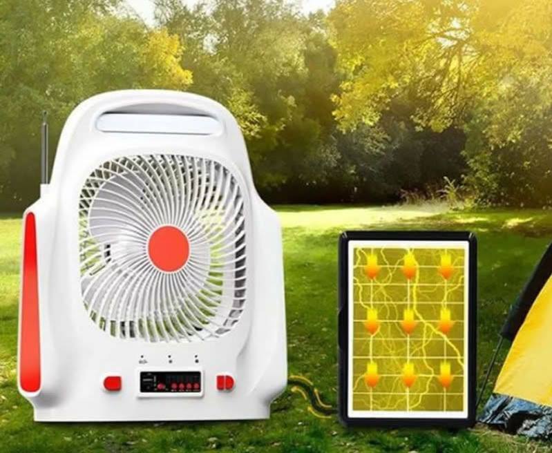 8-inch Rechargeable Solar Light Fan With Bluetooth Speaker EP-009