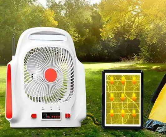 8-inch Rechargeable Solar Light Fan With Bluetooth Speaker EP-009