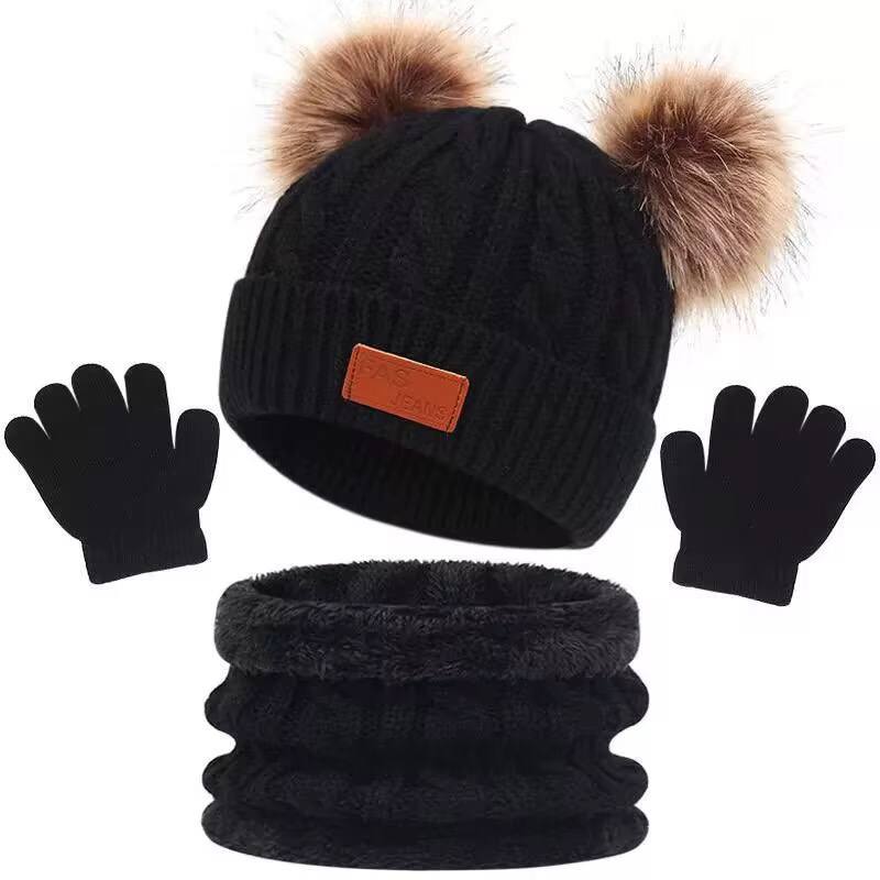 3 IN 1WINTER KIDS BEENIES HAT,SCARF SET AND GLOVES