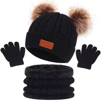 3 IN 1WINTER KIDS BEENIES HAT,SCARF SET AND GLOVES