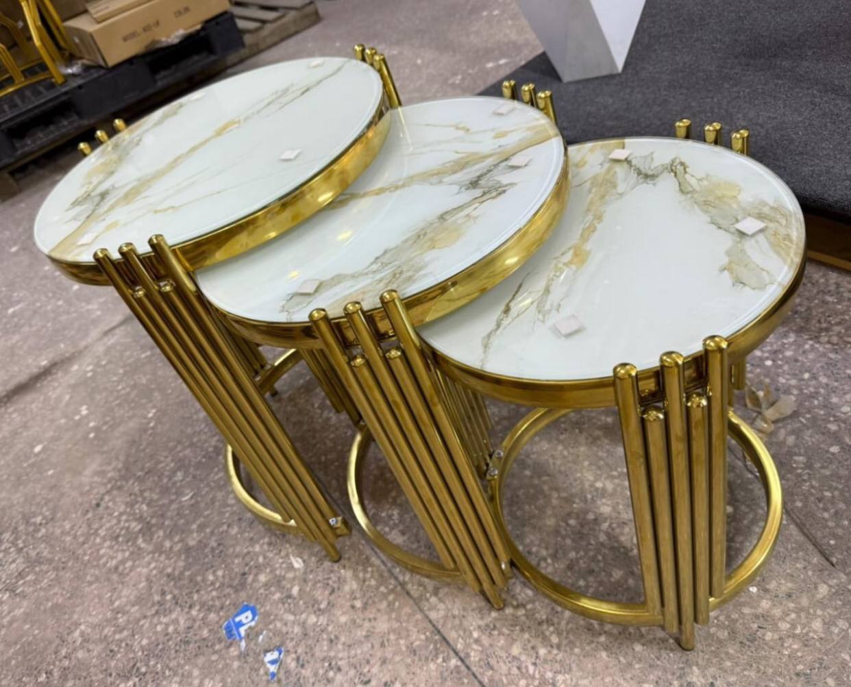 Marble top 3in 1 side stools, center tables