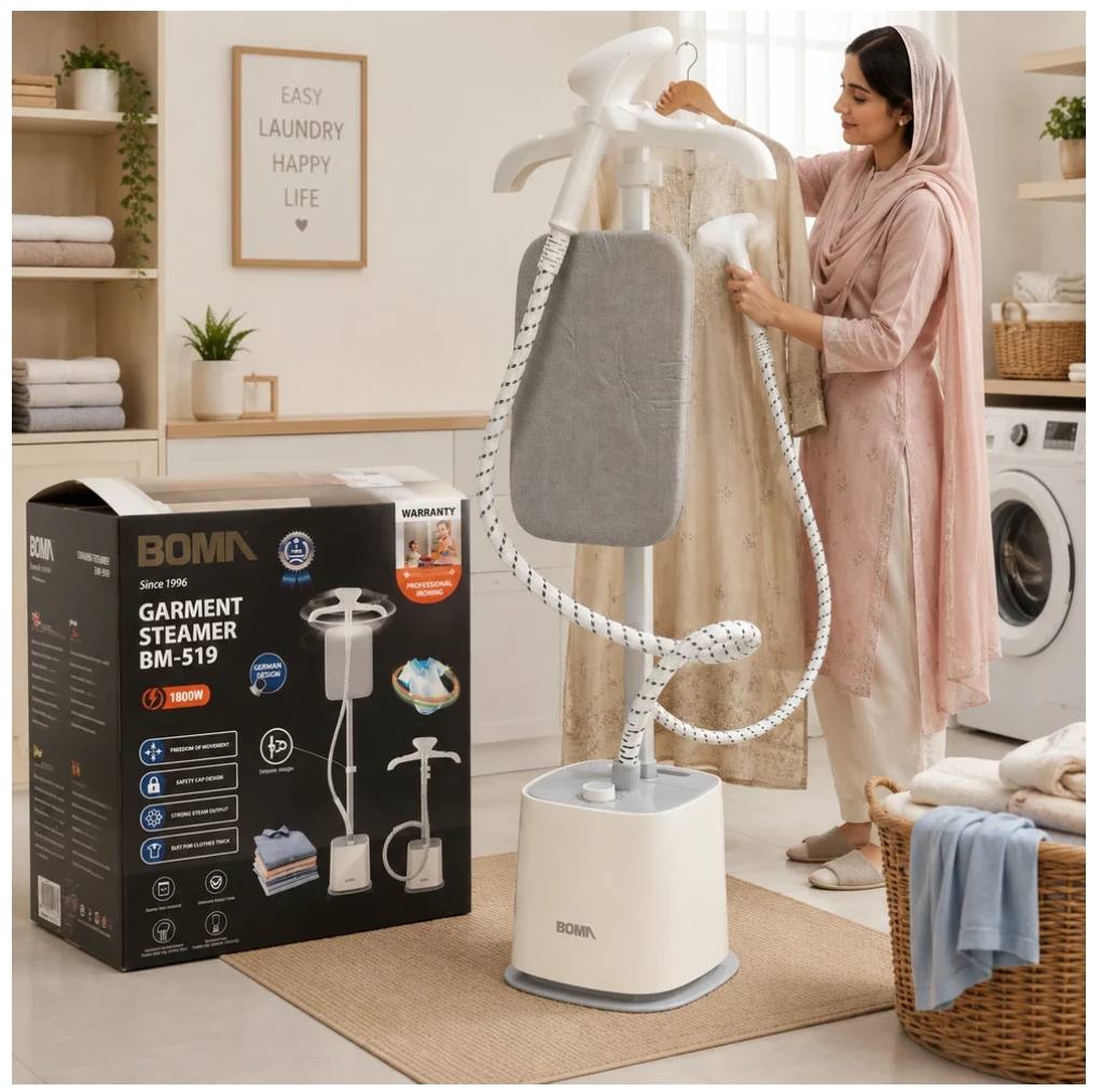 1800W 1.8L Steam Iron Standing Garment Steamer with Ironing Board, Strong Steam Penetration, Wrinkle Removal, Suitable for Home, Office and Travel