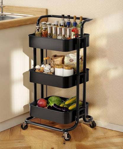 Multi-functional movable trolley storage rack