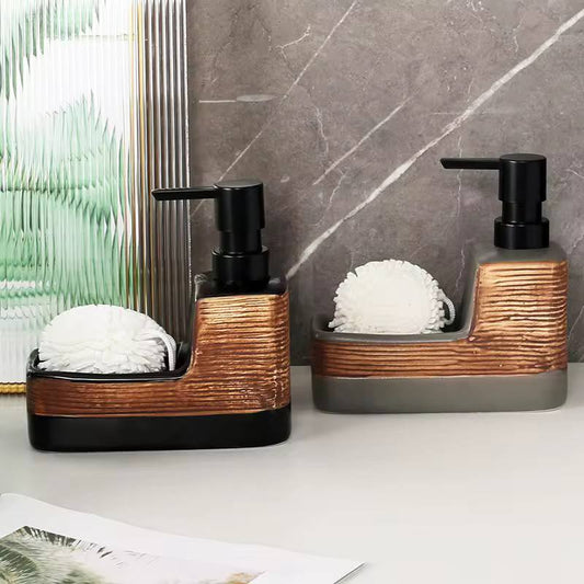 Fancy single ceramic lotion / soap dispenser with wash pad
