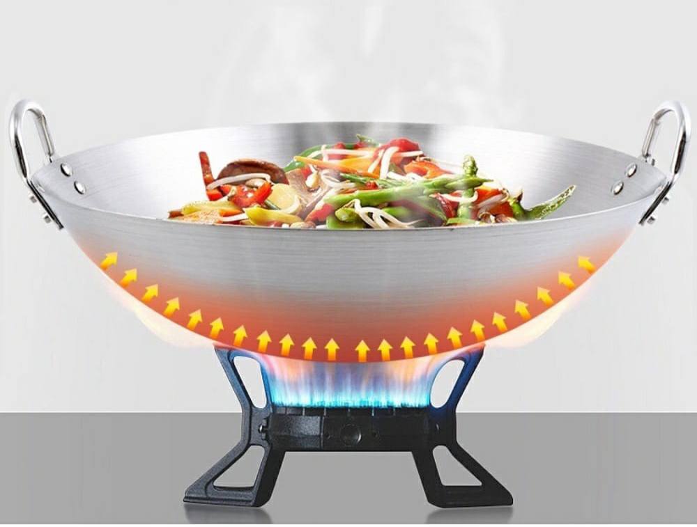 Thickened heavy gauge aluminum two  sided-handle wok frying pan
34cm