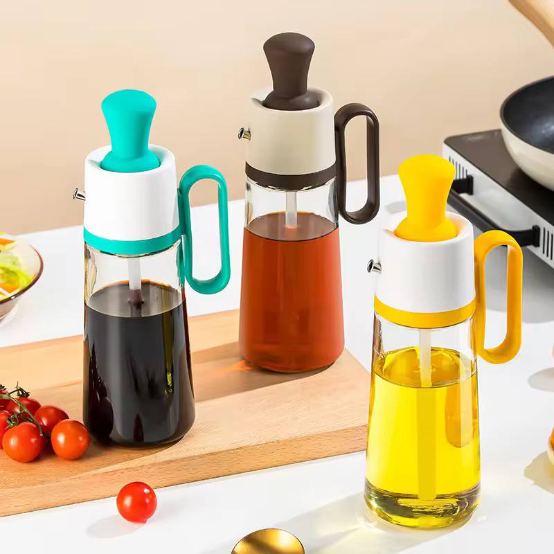 Transparent Glass Multifunctional Oil Dispenser with BBQ Brush