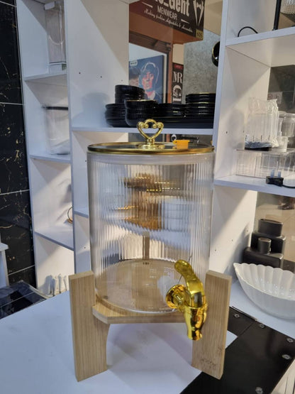 3.6L Ribbed Juice Dispenser with Bamboo Stand