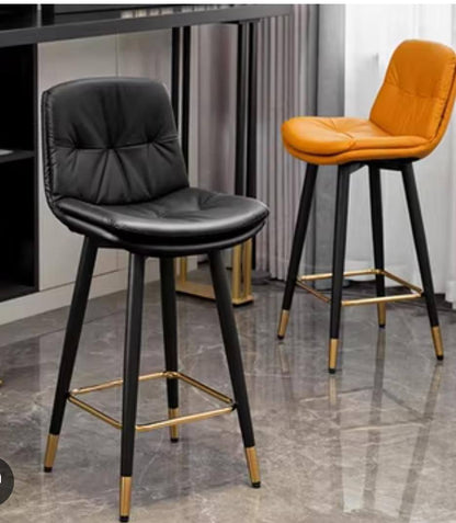 Black Faux Leather Barstools with Back