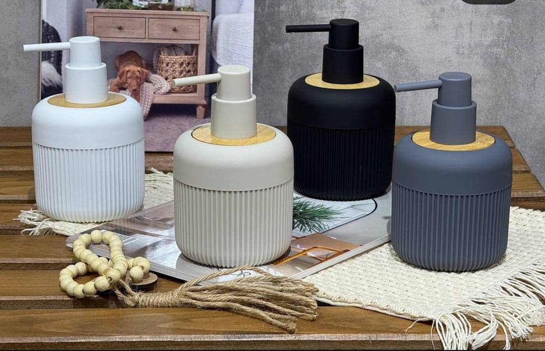 Bamboo luxury Lotion pump bottle for kitchen/ bathroom countertops / shower gel/ decorative soap dispenser