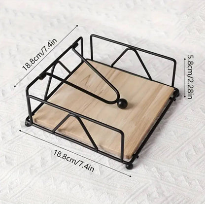 Luxury metallic serviette holder, with Bamboo place on/ napkin holder