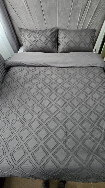 3pc Tufted  Wave Duvet cover setl