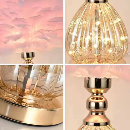 CRYSTAL FEATHER LAMP TABLE