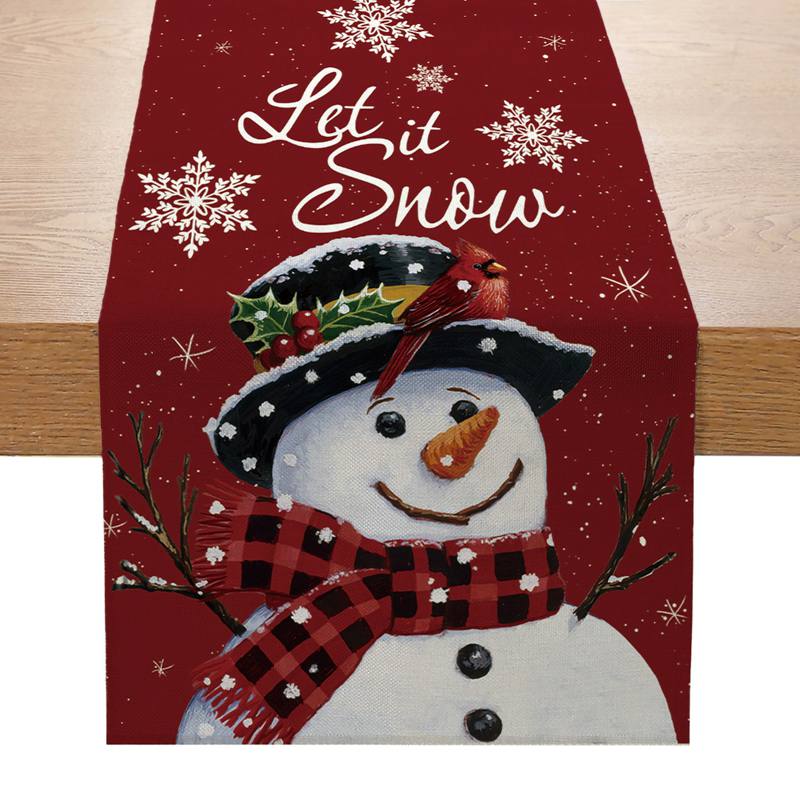 Christmas Table Runner Xmas Linen Table Cover Merry Christmas Decorations  Tablecloth